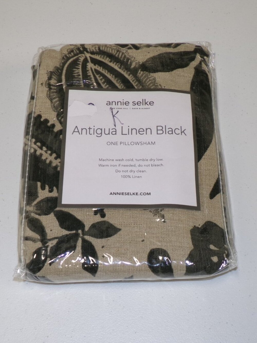 NEW Annie Selke Antigua Linen Black KING Size Pillow Sham 100% Linen